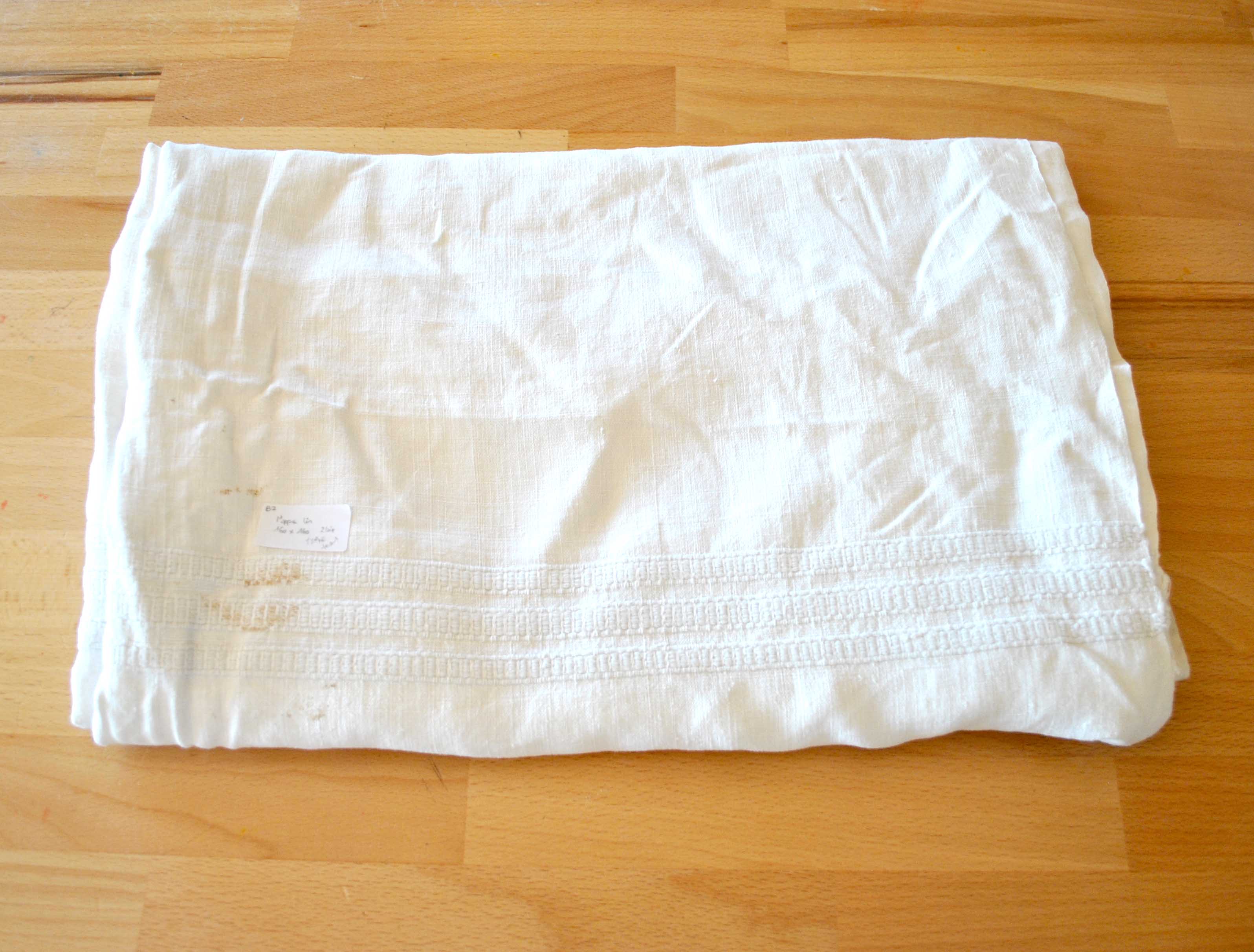 Woven linen country tablecloth - old square tablecloth 160x160 *B3*