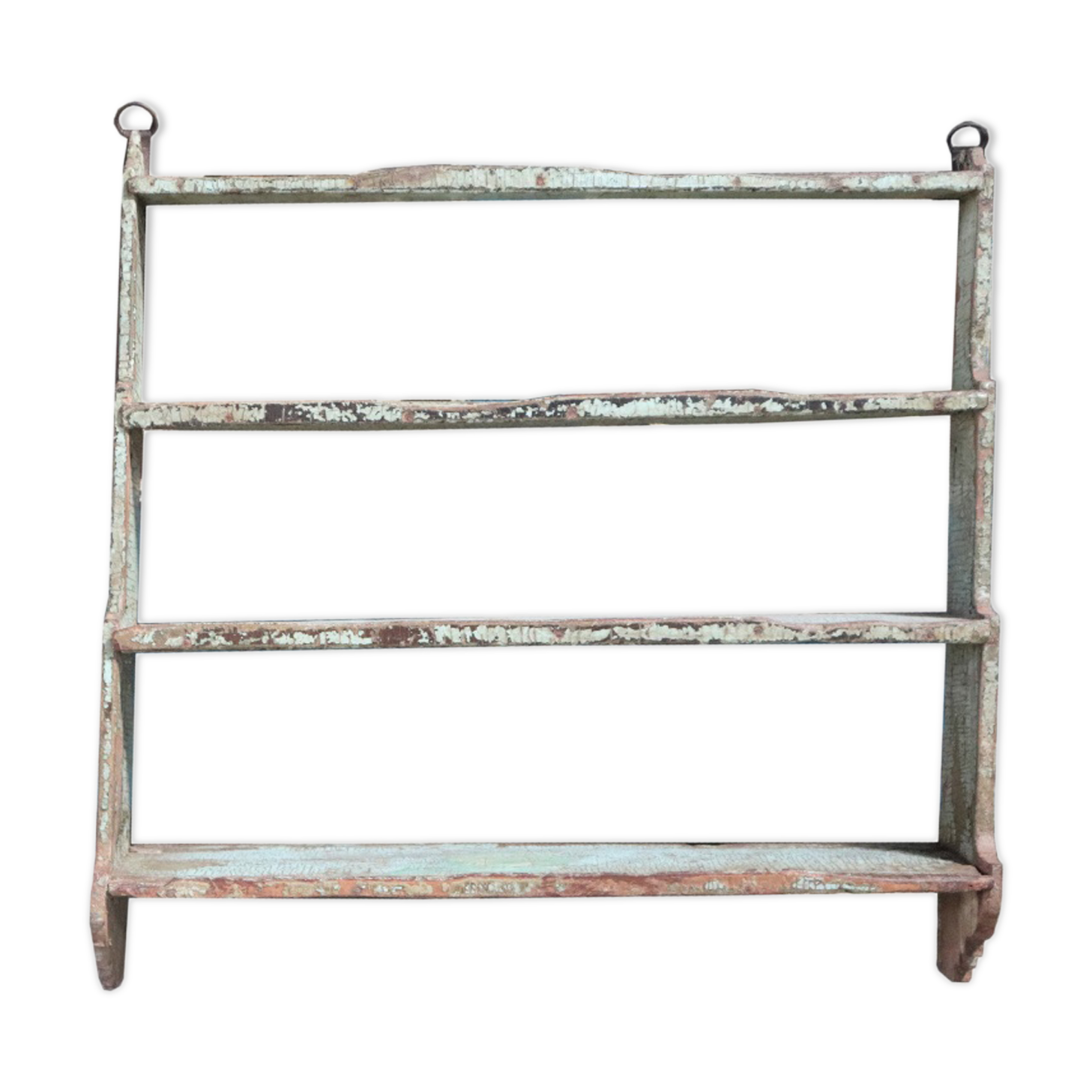 Green Wall shelf wood old teak shabby