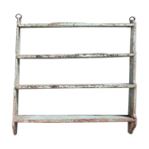 Green Wall shelf wood old teak shabby