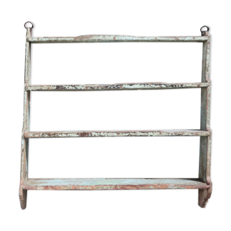 Green Wall shelf wood old teak shabby
