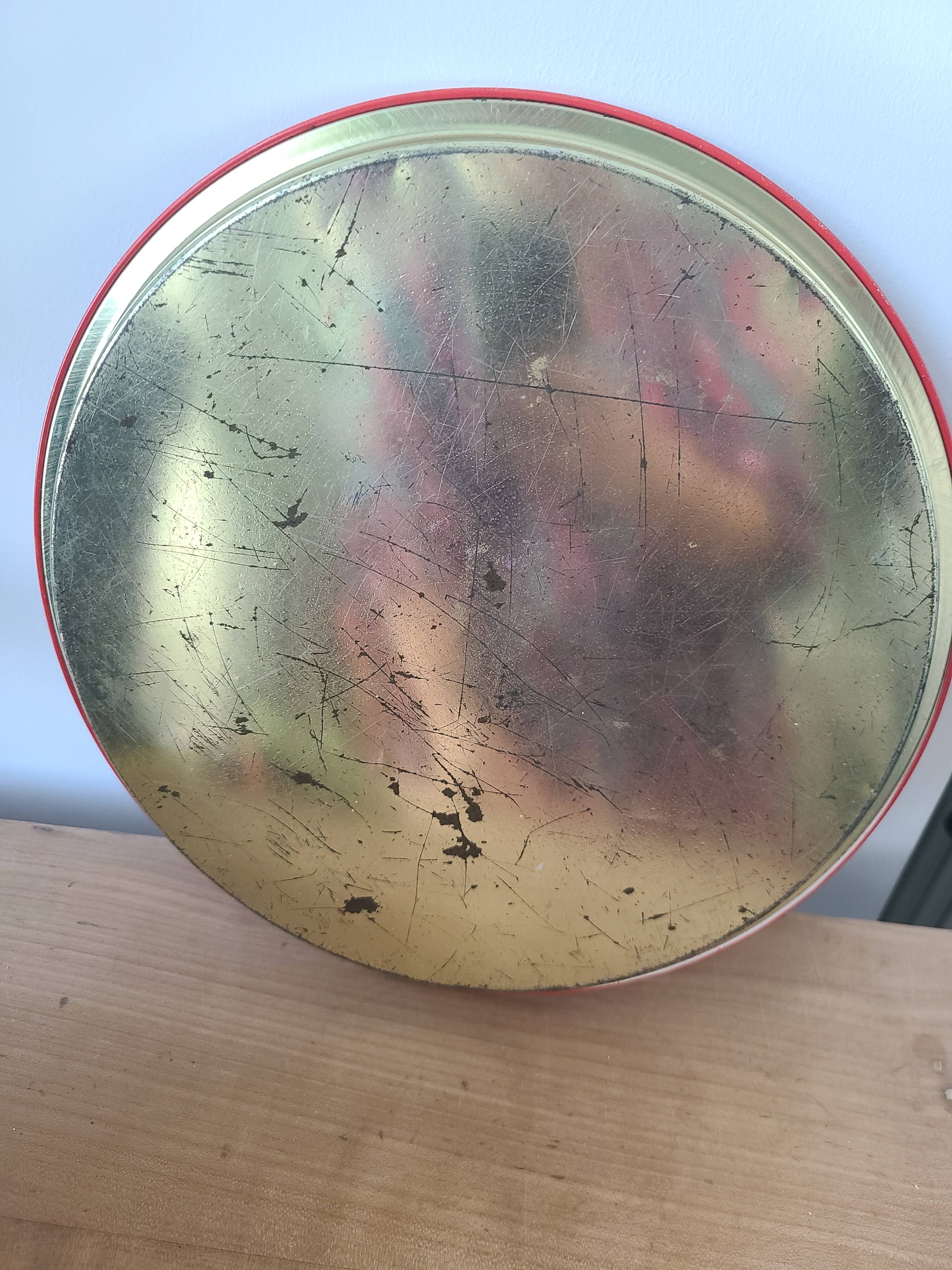 Vintage Metal Tray with Vibrant Floral Pattern