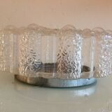 Round ceiling lamp in bubbled glass vintage 60s-70s