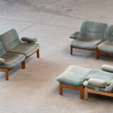 Pair of Scandinavian armchairs in teak and velvet, 1960