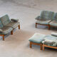 Pair of Scandinavian armchairs in teak and velvet, 1960