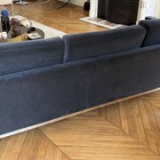 Canapé 3 place Florence Knoll velours bleu marine