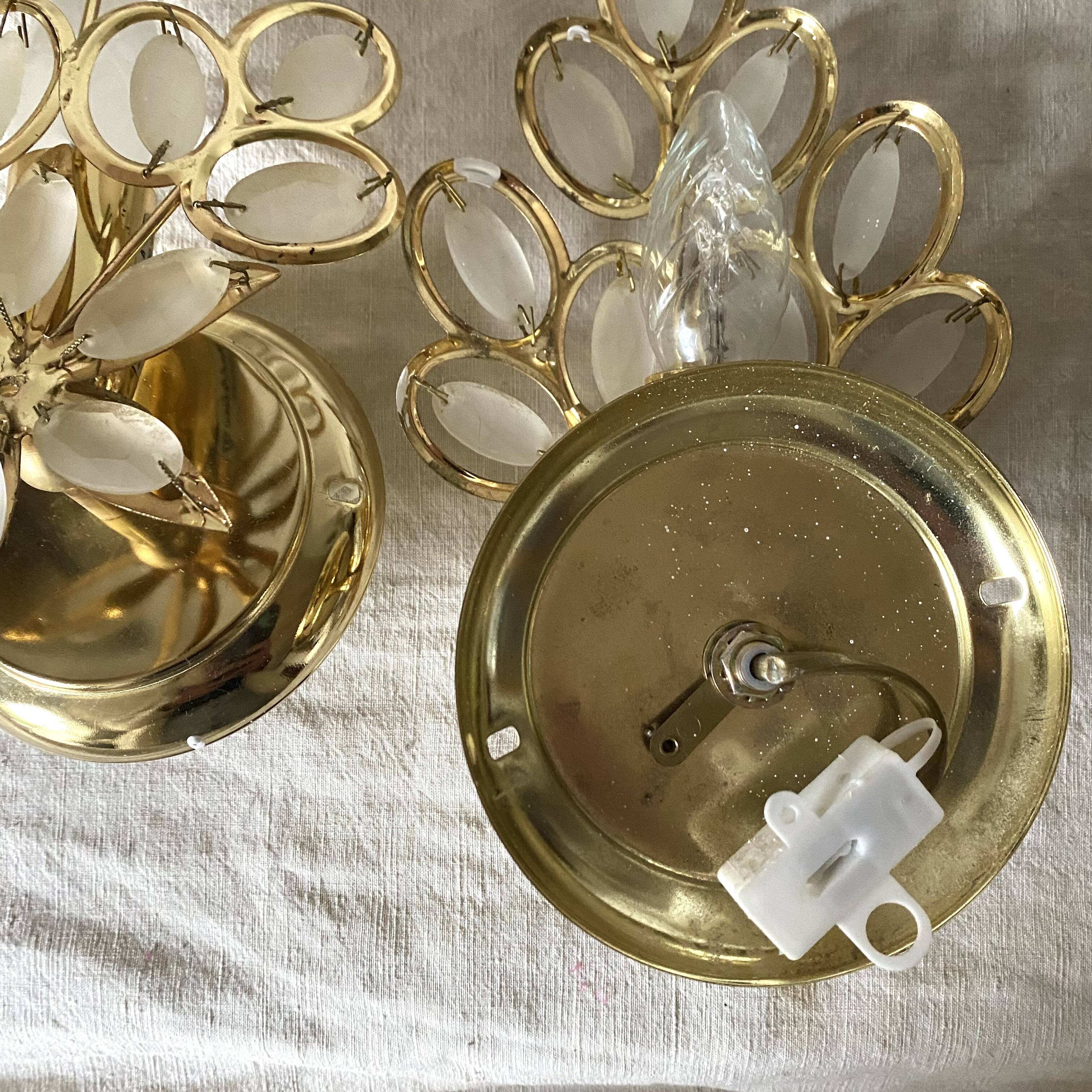 Pair of flower sconces, tassels from the 70s and 80s