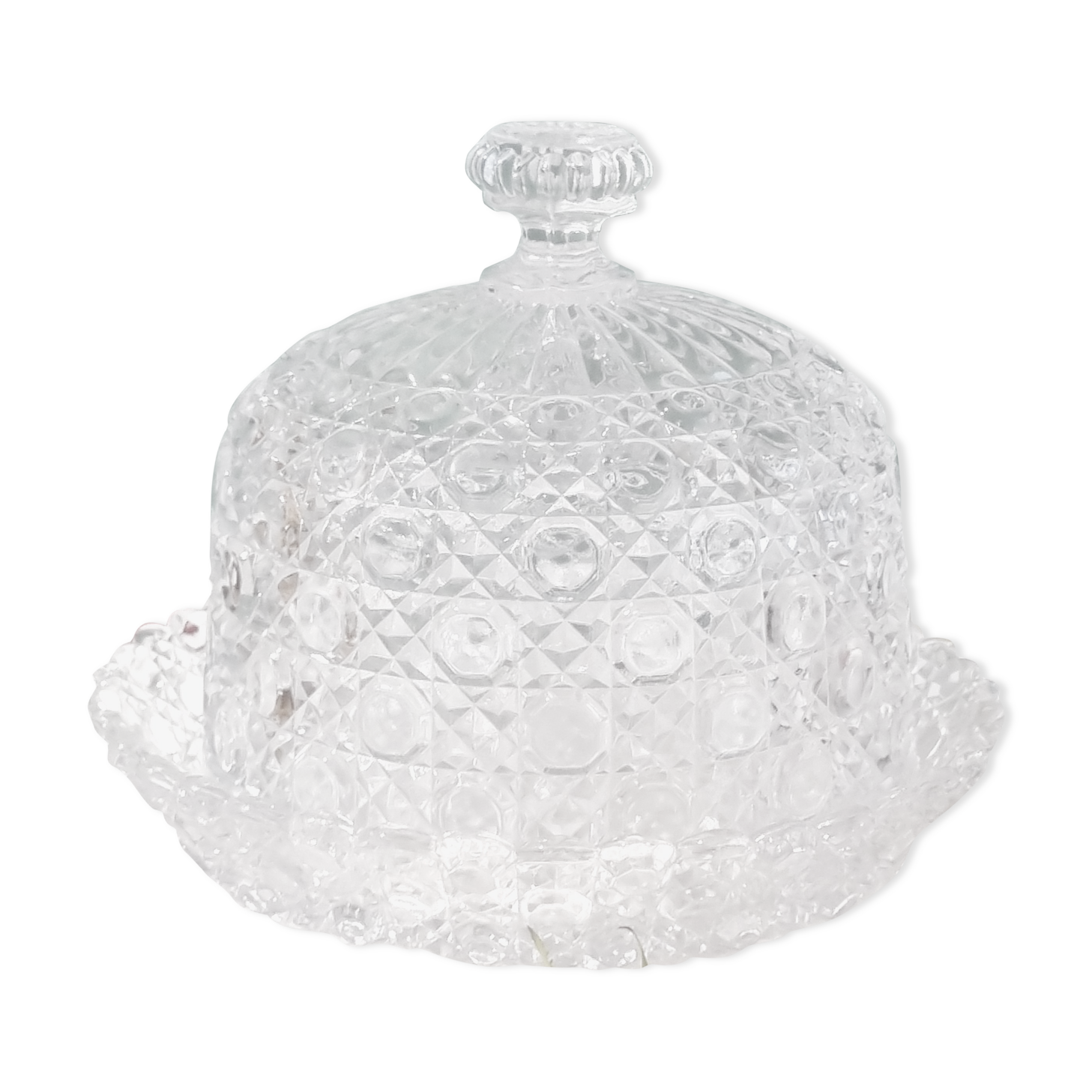 Round dish with crystal bell