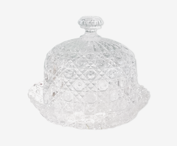 Plat rond avec cloche en cristal