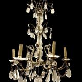 Antique Italian Silver Crystal Chandelier, 1940s
