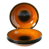 Set of 4 glazed ceramic deep plates, Longchamp, 1960