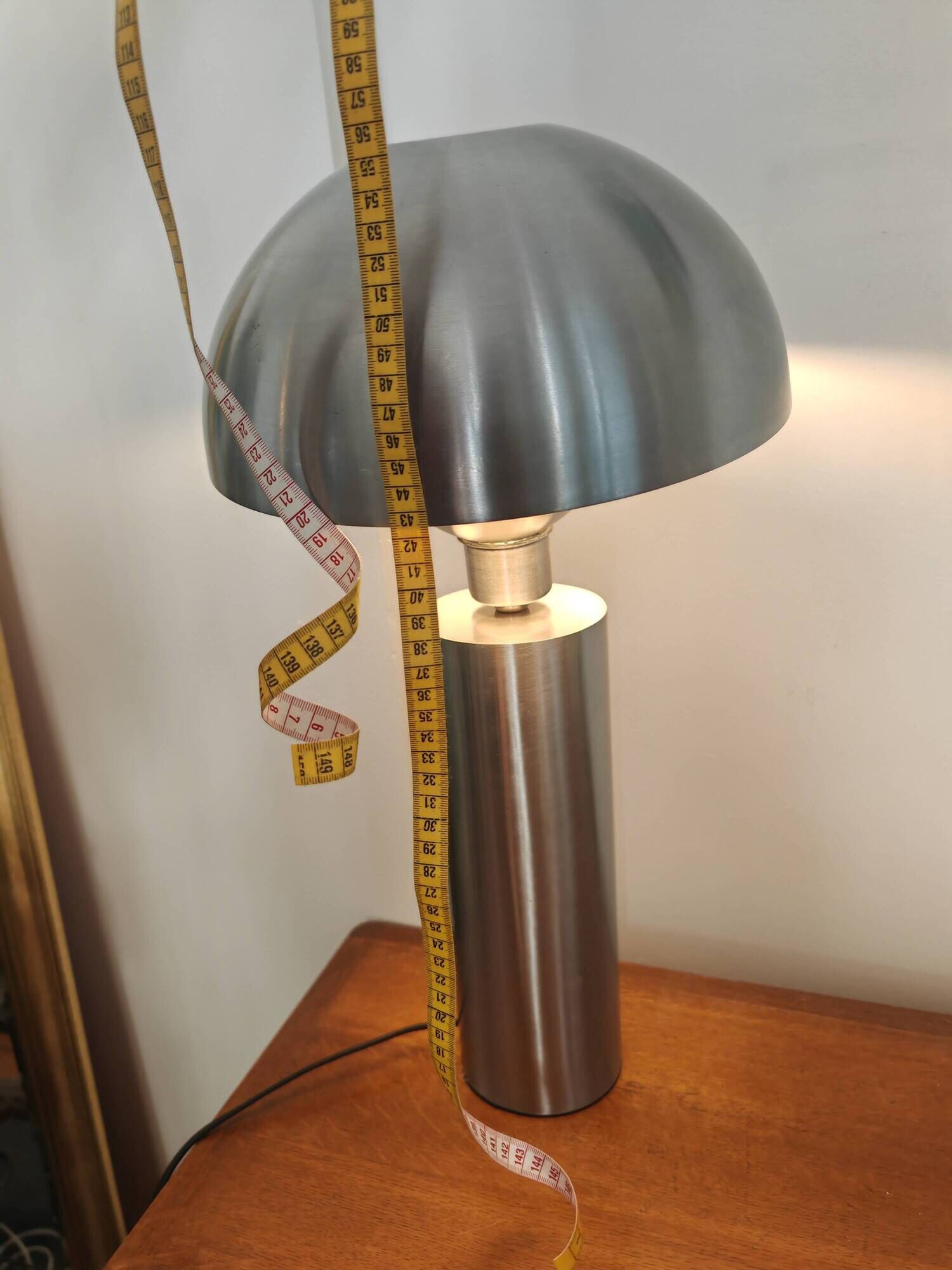 Large brushed metal mushroom lamp - Swedish Design / Upcycling