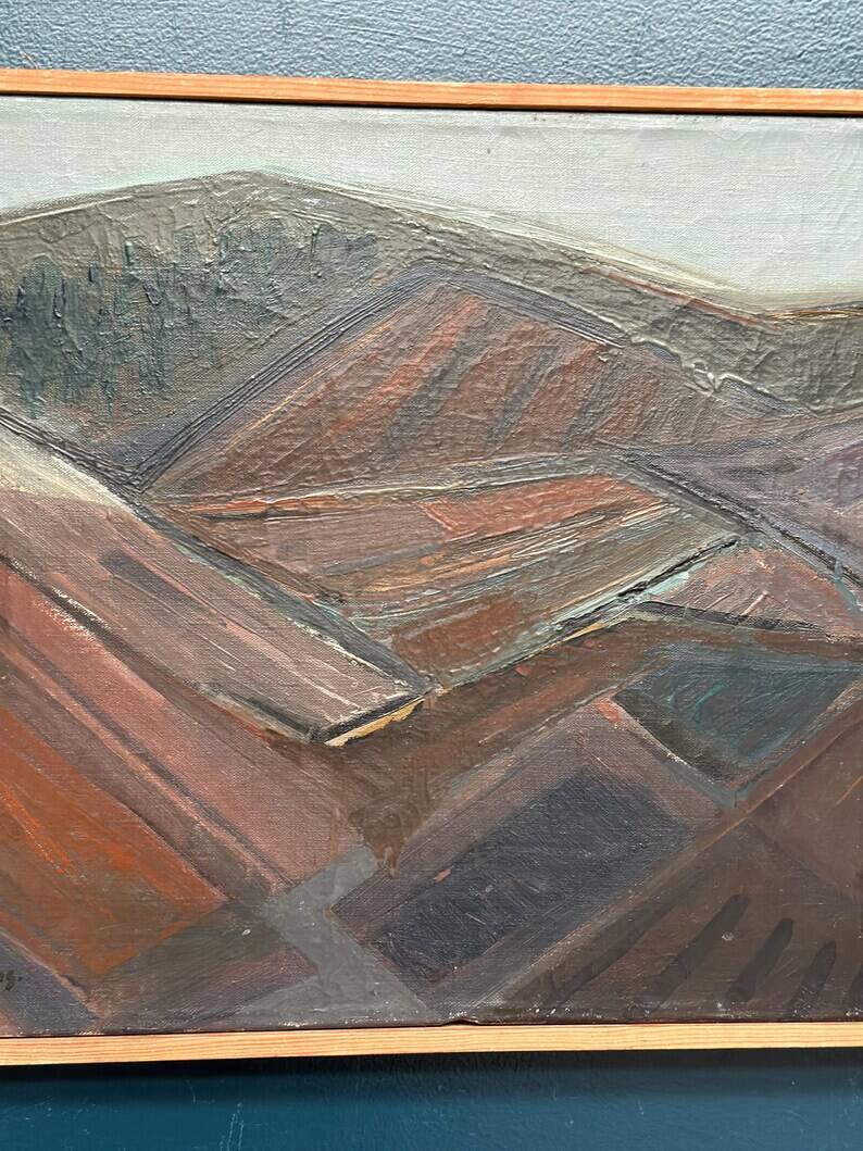Original Swedish Oil on Canvas – “Glumslövs Backar” by Eric Julius – Signed – Vintage & Framed – 49 × 41 cm
