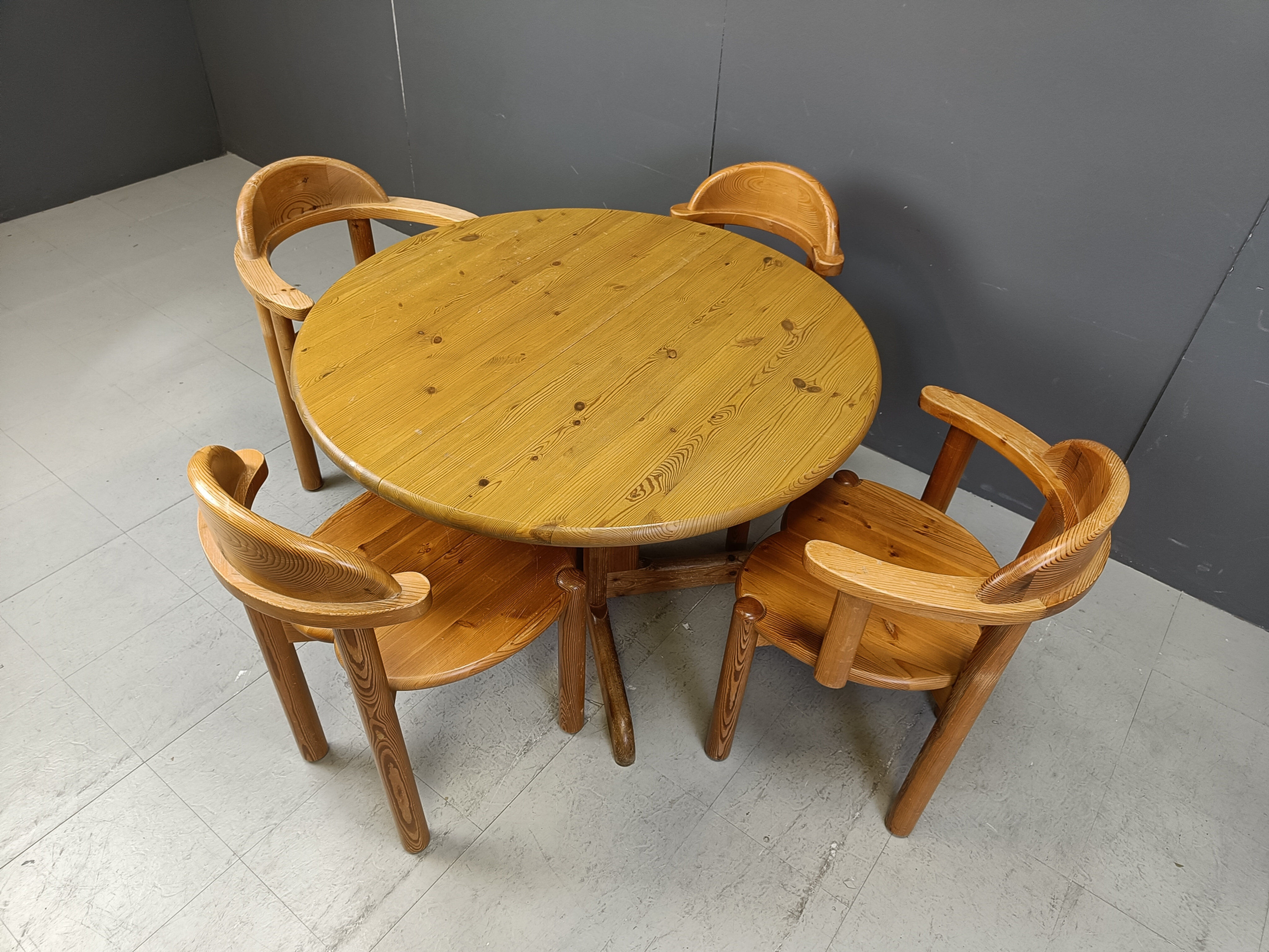 Rainer Daumiller pine wood dining set for Hirtshals Savvaerk - set of 4