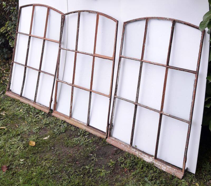 Industrial arched metal windows L73xH110 19th century glass roof