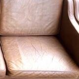 Canapé en cuir, canapé scandinave vintage en cuir camel