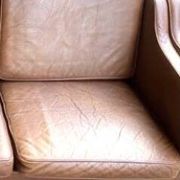 Leather sofa, vintage Scandinavian sofa in camel leather