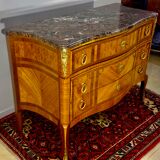 Chest of drawers with curved façade, transition style, in veneer of precious wood