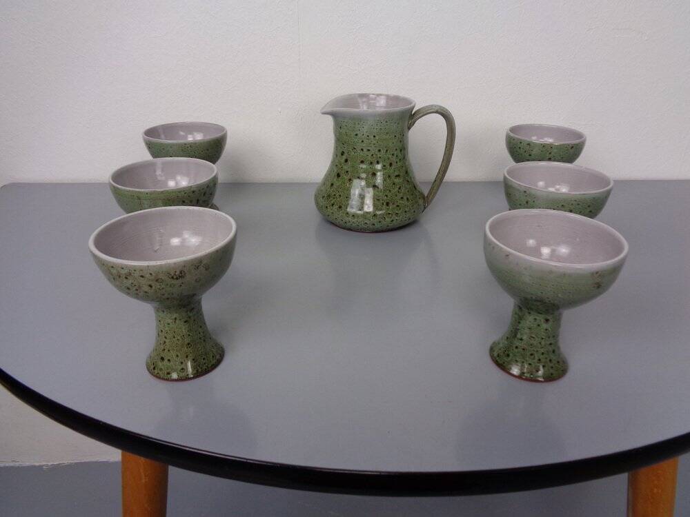 Ceramic Decanters & Tumblers, 1960s, Set of 7
