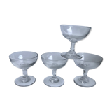 Set of 4 glasses / liquor cups in molded glass 20s