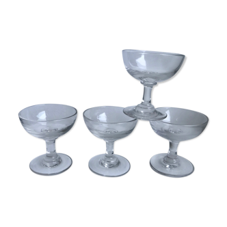 Set of 4 glasses / liquor cups in molded glass 20s