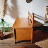 Oak and rattan chest bench 1960