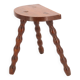 Wooden tripod stool, half-moon seat, 1950s