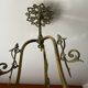 Lustre Suspension Art Nouveau - Green Opaline and Brass - Belle Époque Style