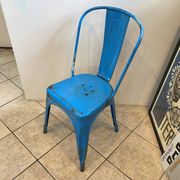Authentic blue tolix metal chair by Xavier Pauchard vintage industrial 1950
