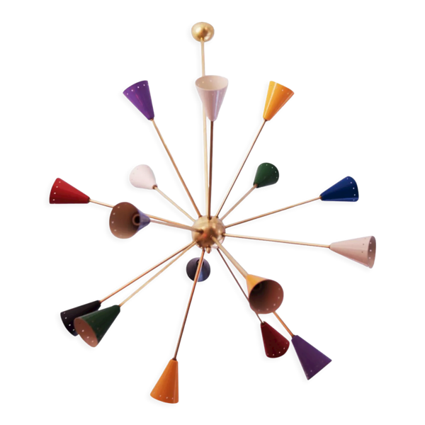 Lustre sputnik 16 bras multicolore