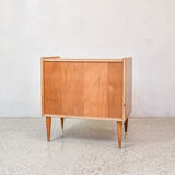 Commode en chêne et rotin