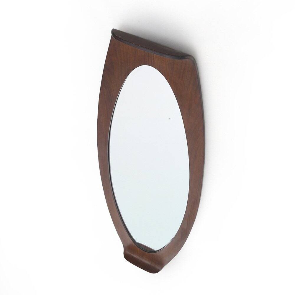 Mirror with curved wooden frame, 1960s