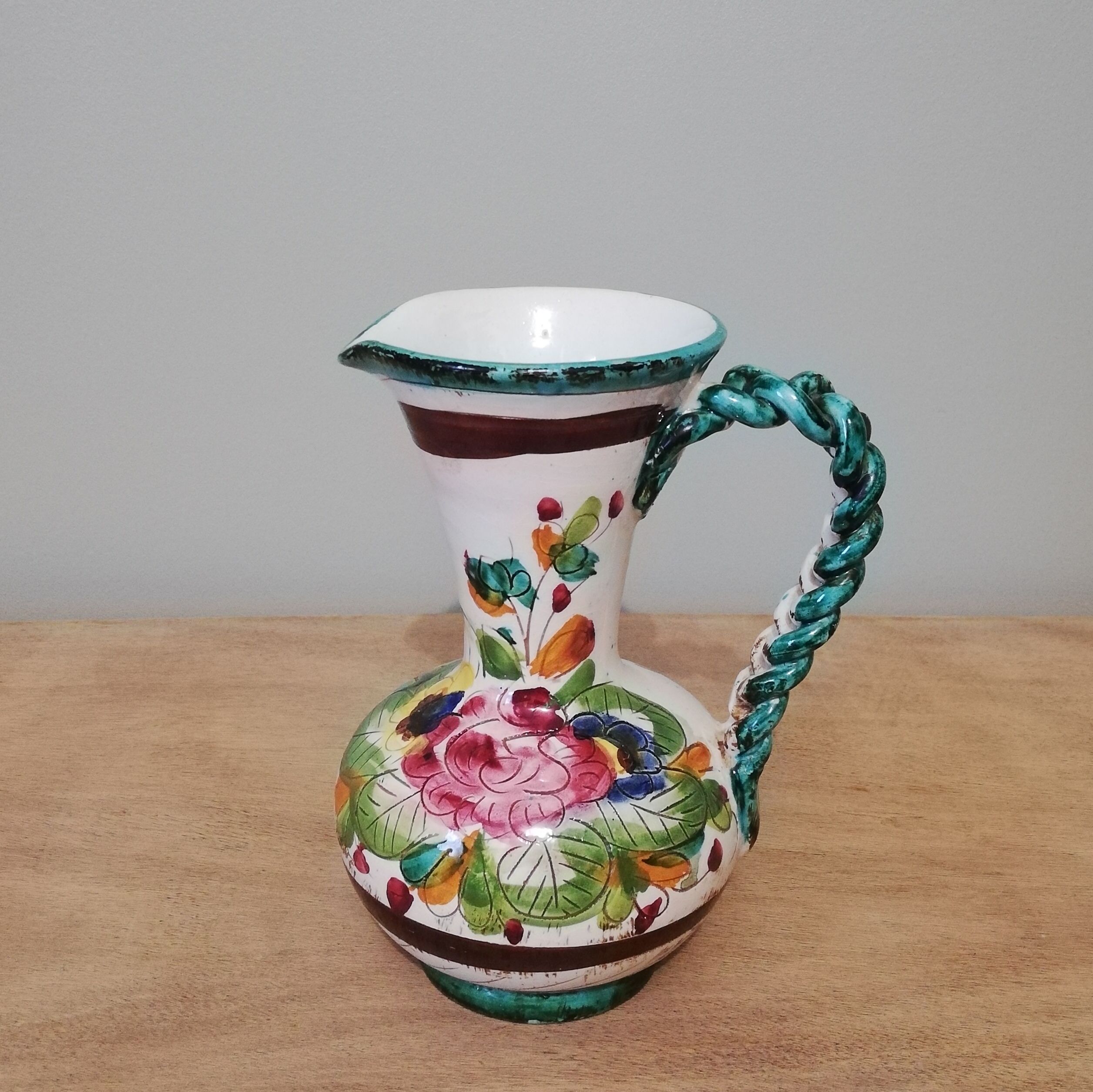 Italian ceramic vase with floral decoration
