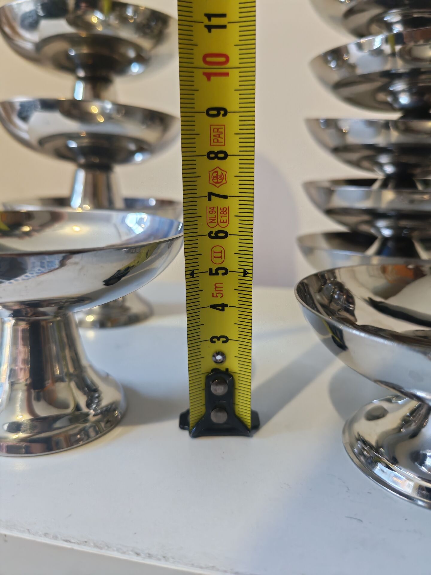 18 low sorbet cups in stainless steel chrome
