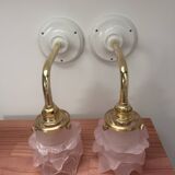 Pair of tulip flower wall lights