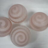 Lot of 4 globes vintage glass opaline 1960 pink