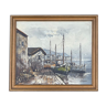 Oil on canvas port scene