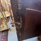 Oak hunting buffet in Louis XIV style, 18th century, with a marble top.