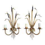 Reed wall lamps Circa 1950