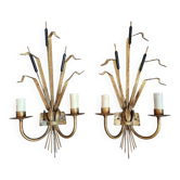 Reed wall lamps Circa 1950