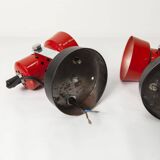 Pair of 1970s red and black wall lights