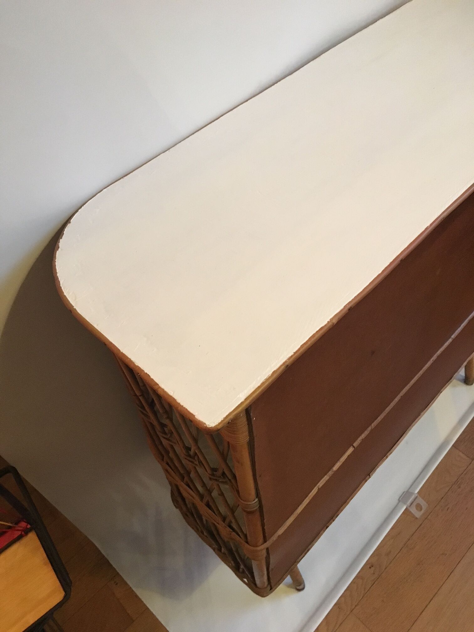 Sideboard of rattan and wood