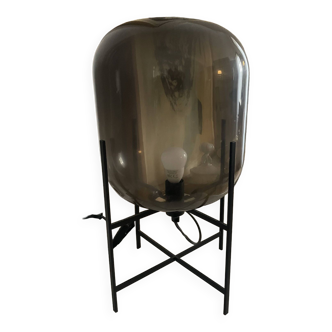 Smoked murano glass lamp on peid metal