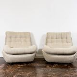 Paire de fauteuils lounge personnalisables Space Age Atlantis en boucle beige 1970'