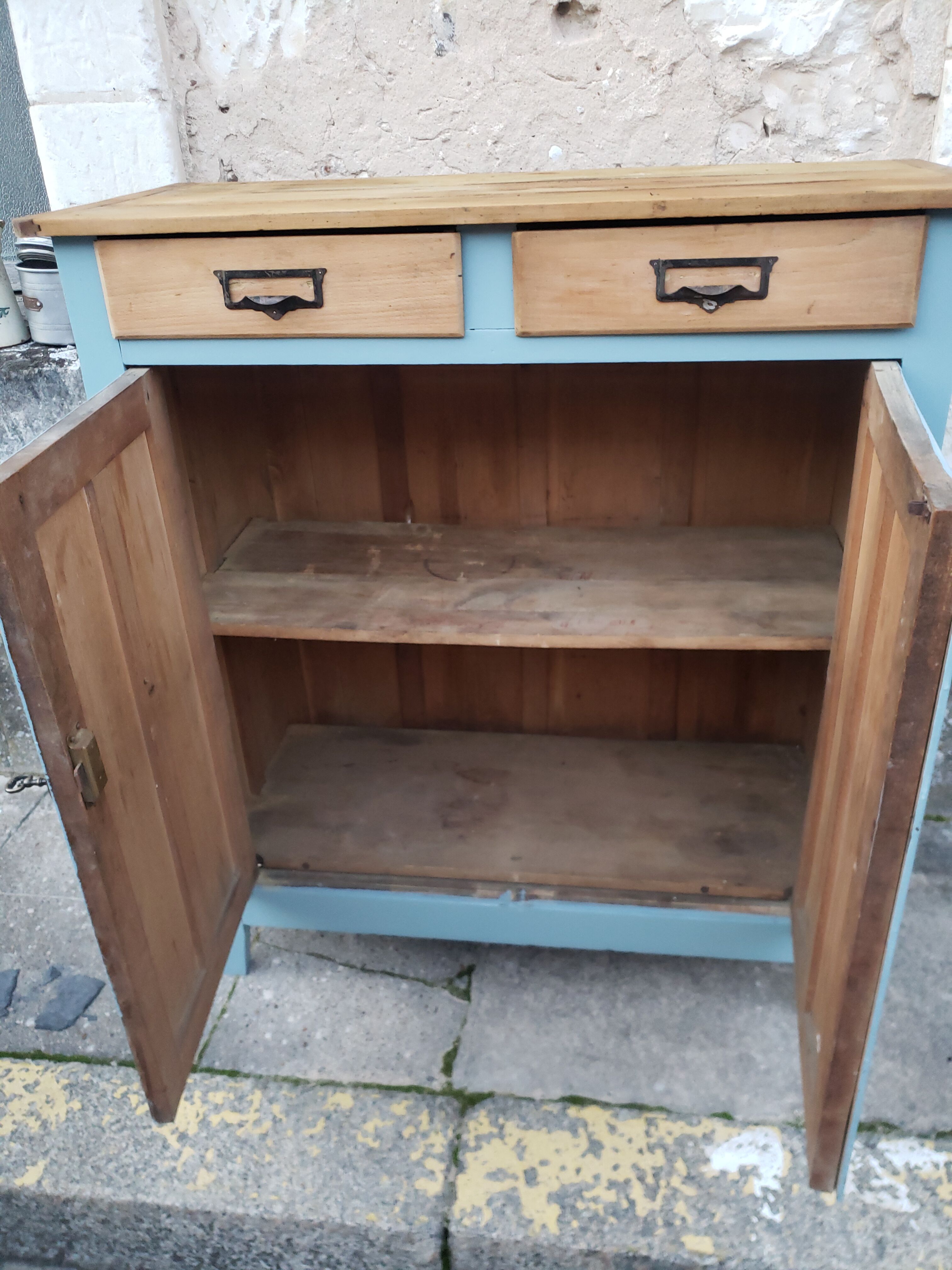 Parisian buffet patina blue old handles