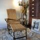 Bamboo and vintage rattan long chair, 40s/50s