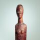 Dutch Brutalist carved wood sculpture of woman's figure, height 95cm, 1970s