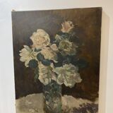 Oil on canvas bouquet of flowers 20th century