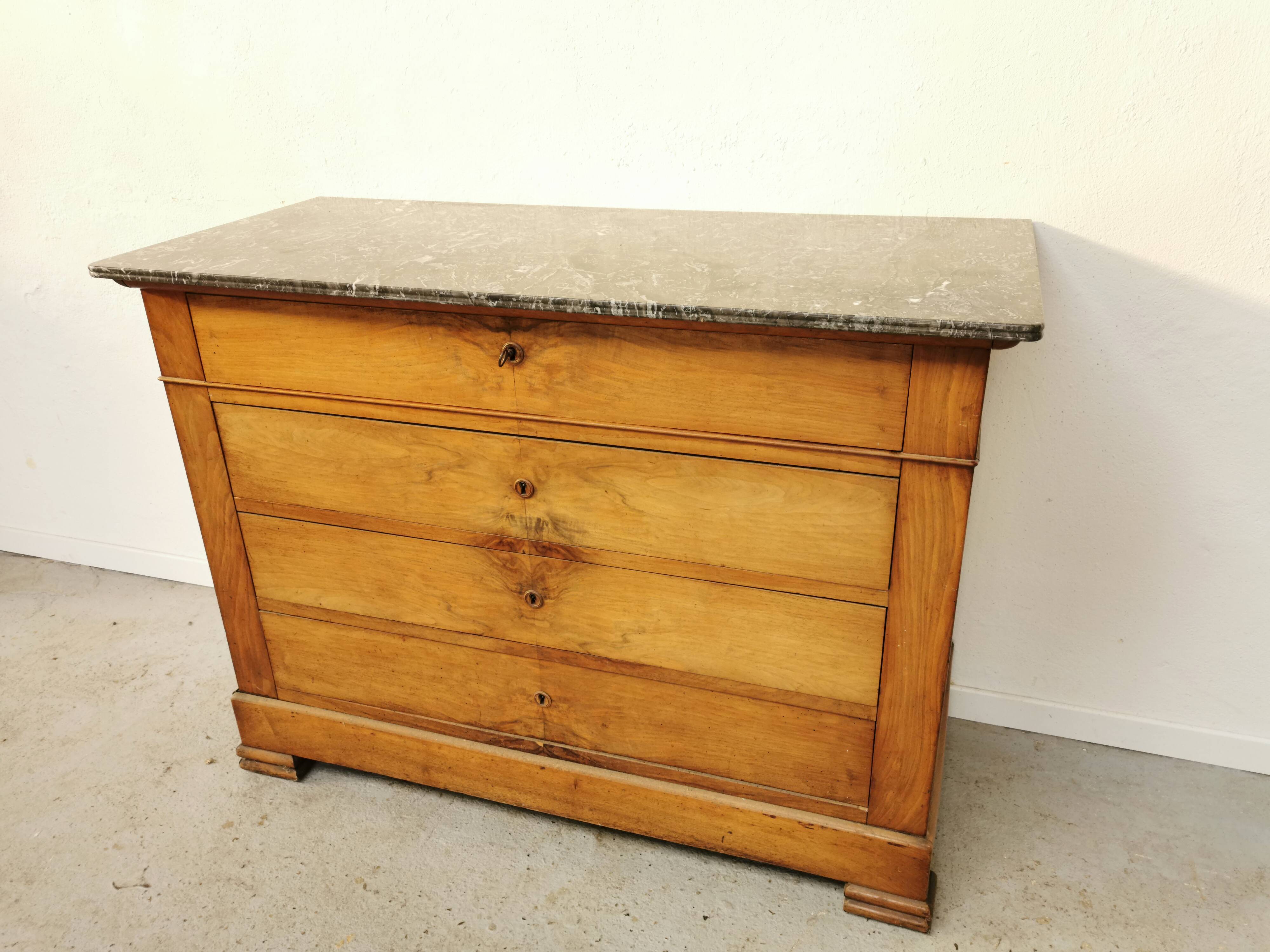 Louis Philippe walnut and marble dresser