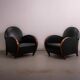Pair of mid-century leather armchairs, circa 1970, made in Belgium.