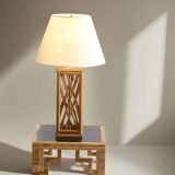 Chippendale Style Lattice Rattan Bamboo Table Lamp